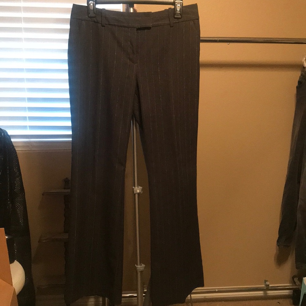 Gray & silver metallic striped wide leg trouser